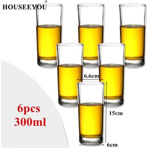 HOUSEEYOU 6 stks/set Dikker Bodem Rechte Water Cup Glas Bierpullen Juicer Mok Drinken Fles Party Bar Restaurant Tool