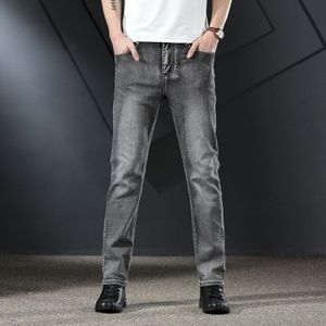 Mannen Rechte Jeans Smart Casual Grijs Lange Jeans Mannen Katoen Elastische Denim Jeans Mannen Solid Jeans maat 38