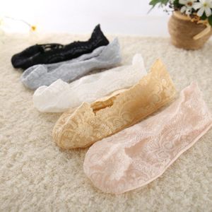 5 Pairs Vrouwen Meisjes Zomer Dunne Sokken Antislip Lace Bloem Korte Sok Antislip Onzichtbare Enkel sokken