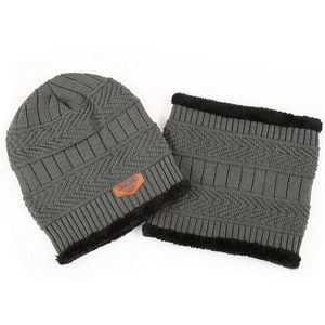 solid casual Mannen Vrouwen Winter Warm Haak Knit Baggy Beanie Wollen Muts Cap Sjaal Set Mannelijke Winter Outdoor accessoires