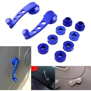 2 Stuks Cnc Aluminium Universal Car Window Handvat Winder Riser Winder Crank Riser Blauw