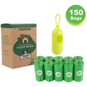 10 Rolls 150 Count Milieuvriendelijk Afbreekbaar Zwarte Hond Kak Tas Met Een Dispenser Afval Hond Pooper Tassen Doggy Kattenbakvulling kak Tas