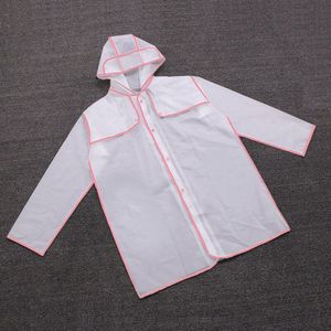 Geekinstyle Korte Mode Kleurrijke Rand Vrouwen Eva Transparante Regenjas Poncho Vrouwen Regenjas Volwassen Regenjas Kinderen Regenjas