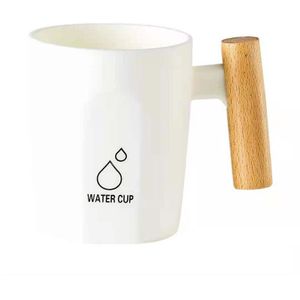 Mondwater Cup Houten Handvat Eenvoudige Home Badkamer Koppels Dental Cilinder Plastic Creatieve Draagbare Ins Reizen Japanse