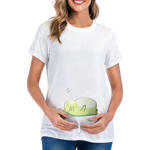 Baby Gedrukt Moederschap T-shirt Korte Mouw Tops Buik T-shirt Kleding Voor Zwangere Vrouwen Zwangerschap Tees Tops