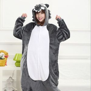 Volwassen Dier Wolf Pyjama Voor Vrouwen Unisex Cosplay Kostuum Winter Warm Grappige Onesie Kerst Nachtkleding