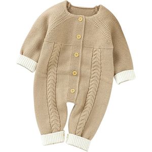 Kids Pasgeboren Meisjes Casual Rompertjes Jongens Herfst Winter Lange Mouwen Solid Trui Warm Button Tops Dikke Slijtage