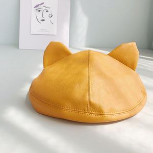 PU leer kat oren wol vrouwelijke leuke baret mode schilder hoed geschikt voor zoete meisje BLM32