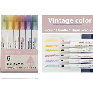 6 Kleur/Set Mildliner Zebra Hightlighter Pen Morandi Macaron Fluorescerende Tekening Schilderen Art Aquarel Pen Japanse Briefpapier