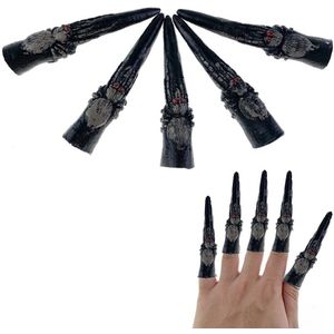 5 Pcs Halloween Lange Nagels Dier Heks Nail Spider Skelet Leeuw Lange Nail Cosplay Fancy Dress Decor