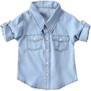 Baby Meisjes Jongens Kids kleding lange mouwen Button pocket turn-down kraag Blouses Peuter casual Pasgeboren Denim Shirts een stukken