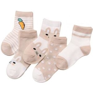 5 Pairs Jongens Meisjes Baby Zomer Cartoon Katoen Mesh Ademende Midden Buis Sokken Cartoon Patroon Leuke En Mooie