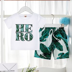 Kid Kleding Set Детская Одежда Mode Sport Pak Peuter Baby Jongens Korte Mouwen Zomer Brief Tops + Bloemen Broek Outfits freesh