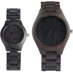 Yisuya Hoge Graded Paar Eenvoudige Ebbenhout Horloge Mannen Zwarte Volledige Houten Bangle Vrouwen Jurk Horloge Reloj para Hombre