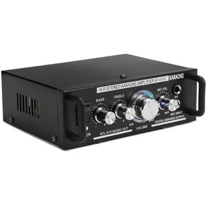 12V/220V 600W 2 Mic Stereo Speaker Mini Auto Home Bass Eindversterker Hifi MP3 Booster AK-698C Eu Plug