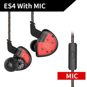 Kz ES4 1DD + 1BA Hybrid Hifi Oortelefoon Dynamische Driver Noise Cancelling Headset In-Ear Oortelefoon Vervanging Kabel AS10 ZS10 S1 S2