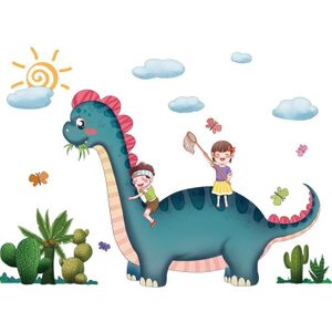 [Shijuehezi] Dinosaurussen Dieren Muurstickers Vinyl Diy Cartoon Ballonnen Mural Decals Voor Kinderen Kamers Baby Slaapkamer Home Decoratie