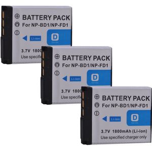 3 stks NP-BD1 NP BD1 NP-FD1 Batterij voor Sony Cybershot DSC-T2 DSC-G3 DSC-T70 DSC-T75 DSC-T77 DSC-T200 T300 T500 DSC-T700 T90 t900