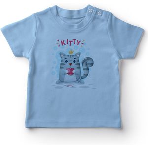 Angemiel Baby Zoete Kat Baby Boy T-shirt Blauw