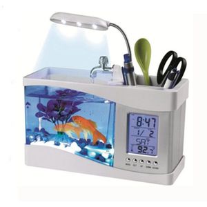 Multi-functionele Acryl Aquarium/Aquarium USB Mini Aquarium Fish Ecologische Kleine Goudvis Schildpad Aquarium Benodigdheden