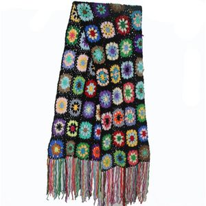 Luxe Handgemaakte Gehaakte Kwastje Sjaal wraps vrouwen 200*26cm Grote bloem herfst winter sjaals poncho Kerstcadeau sjaal