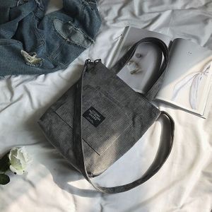 Vrouwen Corduroy Rits Schoudertas Katoenen Canvas Handtas Casual Tote Vrouwelijke Eco Crossbody Tas Dames Vintage Messenger Bags