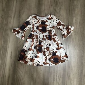 Girlymax Baby Meisjes Vallen Jurk Meisje Tie Dye Jurk Kids Melk Koe Print Jurk