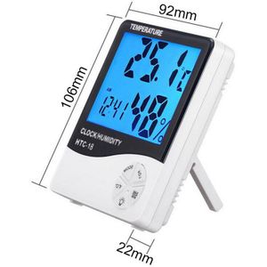 Junejour Lcd Digitale Temperatuur Vochtigheid Meter Thuis Indoor Outdoor Hygrometer Thermometer Weerstation Met Klok 1 Pc