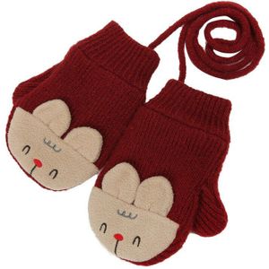 Leuke Cartoon Vos Meisjes Handschoenen Winter Wol Plus Dikke Volledige Touw Vinger Wanten Warme Gebreide Handschoenen voor Kids jongens Meisjes