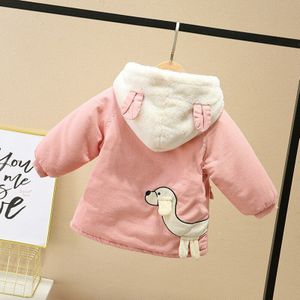 Meisjes In , De Winter Pure Kleur Borduren Afdrukken Katoen Gewatteerde Jas Jas Vrouwelijke Baby Dieren