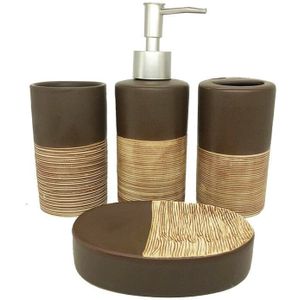 4 sets van chocolade kleur keramische badkamer accessoires hoogwaardige wassen set zeepdispenser badkamer benodigdheden huwelijkscadeau set