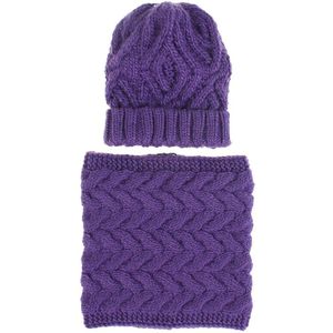 Vrouwen Winter Effen Gebreide Sjaal Set Hals Beanie Hat Sjaals Katoen Warm Plus Bont Cap Kragen Sjaal Dames wit Geel