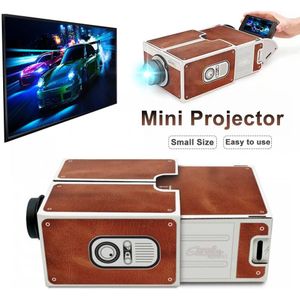 Mini Draagbare 3D Kartonnen Verstelbare Mobiele Telefoon Projector Smartphone Projector Licht Huishoudelijke Diy Tool Cinema