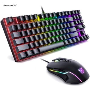 R9CB Kleurrijke Lichtgevende Gaming Toetsenbord Mechanische Toetsenbord En Muis Sets 89 Key Usb Wired Rgb Led Backlit Voor Windows Pc