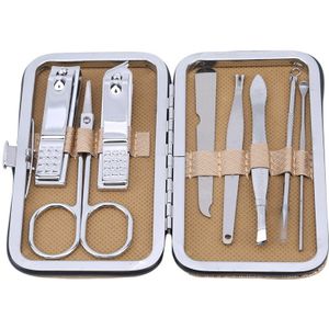 8 Stks/set Manicure Pedicure Set Met Case Nagels Clipper Kit Rvs Reizen Thuis Nail Care Tools