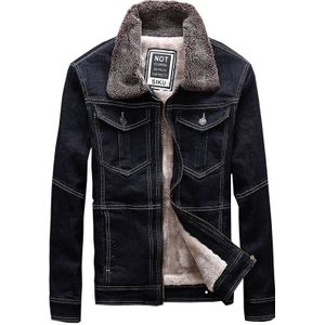 Winter Mode Mannen Jas Zwart Gesplitst Klassieke Warme Jas Winddicht Denim Jassen Mannen Koreaanse Wol Fluwelen Jasje Big Size S-5XL