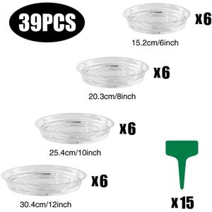 39 Stks/set Base Tags Accessoire Water Bloempot Tuingereedschap Outdoor Hydrocultuur Schotel Clear Planten Lekbak Drip Schotel