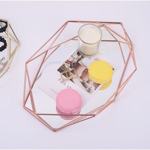 Scandinavische Stijl Glas Koper Geometrie Hexagon Opslag Mand Dozen Eenvoud Stijl Thuis Organisator Sieraden Ketting Box (Rose Goud)