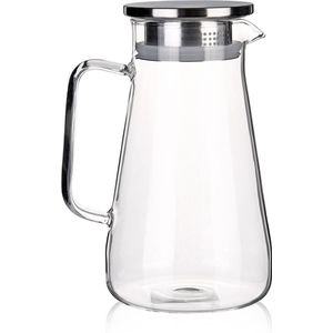 1.5L Clear Glas Pitcher Jug Water Drinken Roestvrij Thee Pot Karaf + Filter Jug Water Drinken Fles Theepot