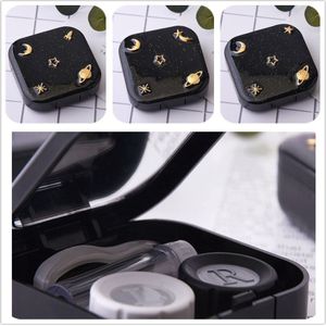 Cosmic Patroon Kleuren Contactlenzen Case Container Travel Kit Set Storage Mirror Box Voor Lenzen