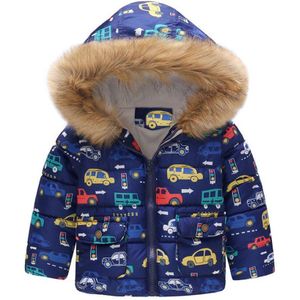 Kinderen Donsjack Peuter Baby Meisje Jongen Cartoon Auto Print Winter Warm Jasje Winddicht Jas L400909