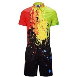 Mr. baoLong Heren Rompertjes Inkt print 3D Jumpsuits Zomer Mannen Set Beach Party Korte Mouw Cargo Overalls Een Stuk Playsuit