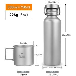 Volledige Titanium Water Fles Met Extra Deksel Water Cup Bidon Outdoor Servies Camping Fietsen Water Cup Sport Fles