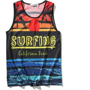 Mesh Tank Tops Cool Mannen Mouwloze California Brief Print Ondershirt Netto Zomer Bodybuilding Vest Man Beachwear Streetwear