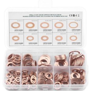 200Pcs Massief Koperen Wasmachine M5-M14 Platte Ring Carterplug Olie Seal Diverse Set Box Elektrische Geleidbaarheid Thermische Geleidbaarheid