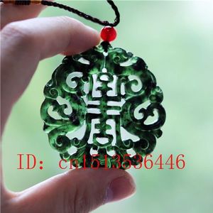 Hollow Out Dubbelzijdig Gesneden Vleermuis Phoenix Jade Hanger Natuurlijke Chinese Zwart Groen Ketting Charm Sieraden Lucky Amulet