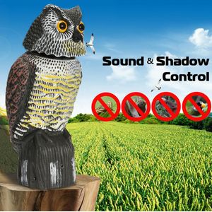 Vogel Scarer 360 ° Draaien Hoofd Geluid Uil Decoy Bescherming Repellent Pest Control Vogelverschrikker Tuin Yard Bewegen Decor