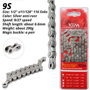 Vxm Zsc Roestwerende Plating 6 7 8 9 10 11 12 Speed Fiets Zilver Bike Chain Basic 116L Quick Link shimano HG53 HG54 HG601 M6100