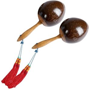 1 Paar Maracas Kokosnoot Houten Maraca Zand Hamer Shaker Kinderen Kid Vroege Onderwijs Muziekinstrument Speelgoed