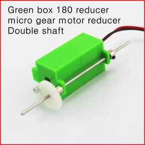 Groene doos 180 reducer, 180 gear motor 3-7 V DIY model Auto Gear reductie frame micro gear motor reducer, Dubbele as